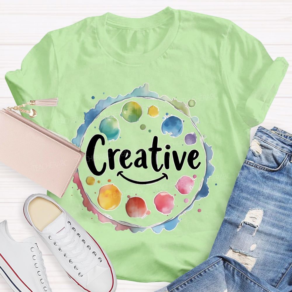 Creative Smiley Face Palette  Teacher T-shirt