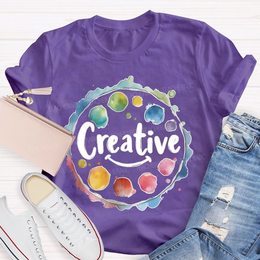 Creative Smiley Face Palette  Teacher T-shirt