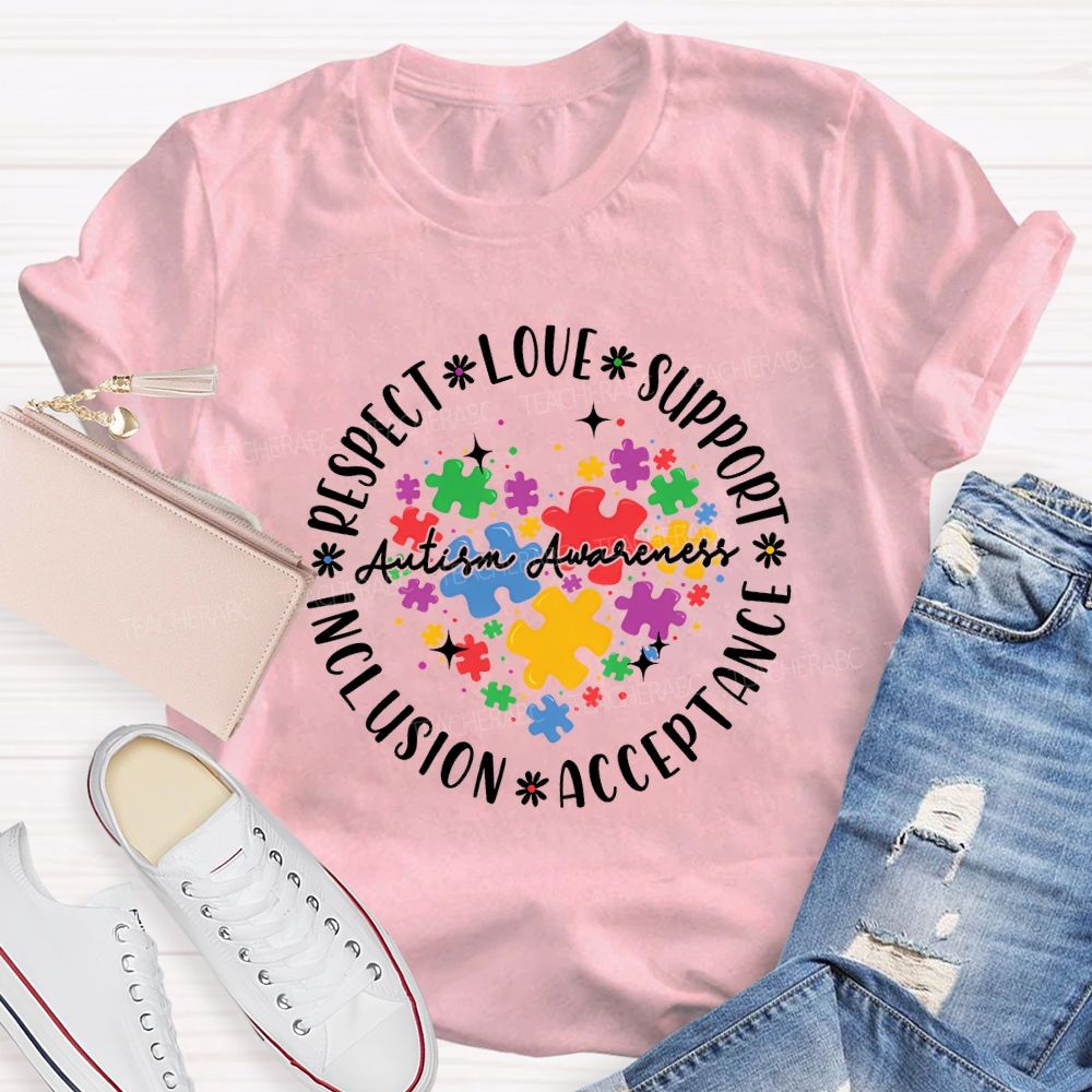 Autism Awareness Respect Love Support Inclusion Acceptance T-shirt