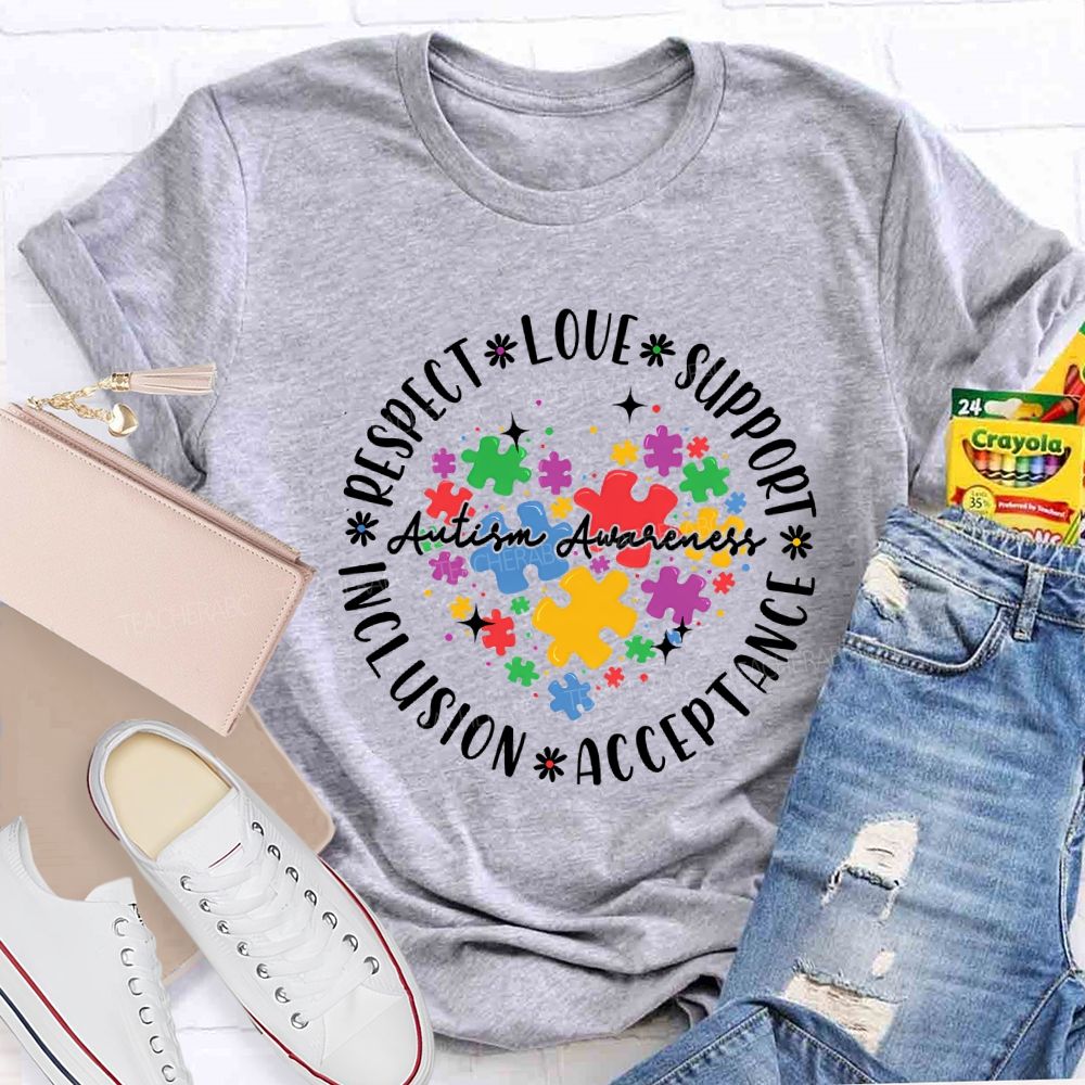 Autism Awareness Respect Love Support Inclusion Acceptance T-shirt