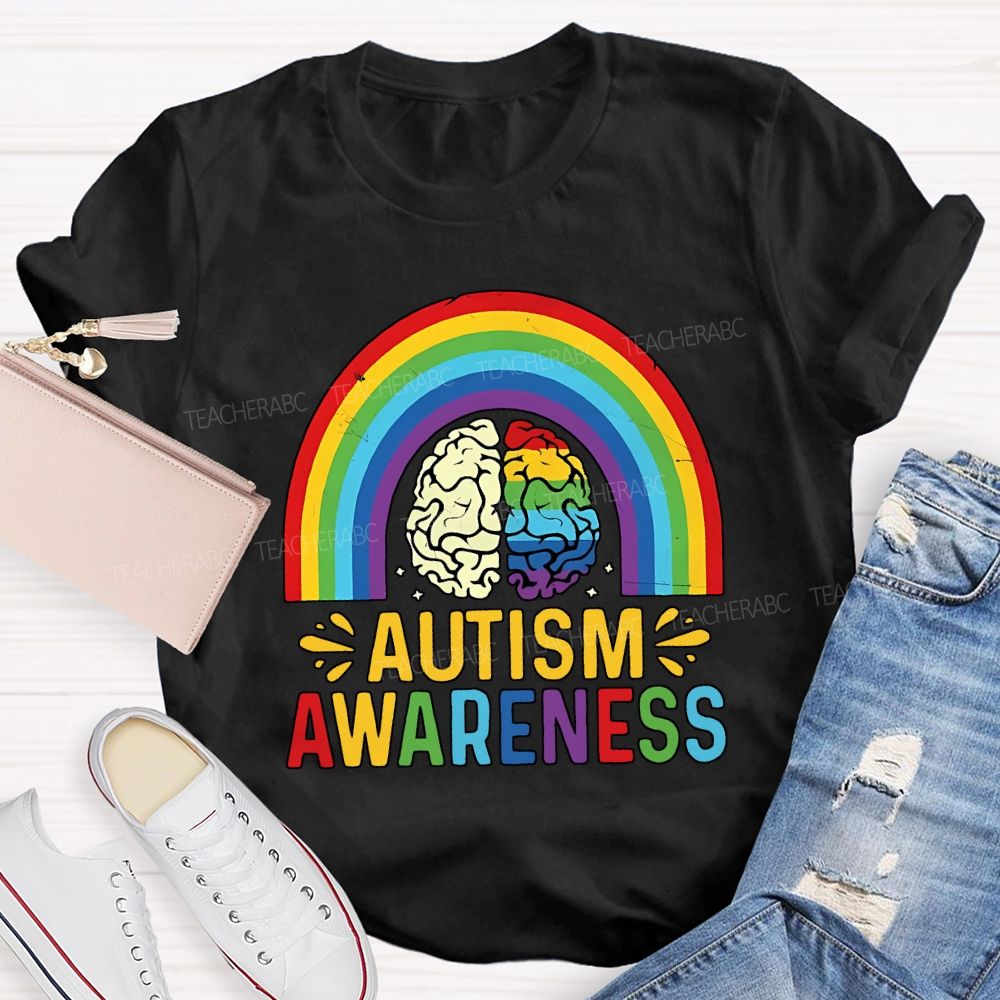Autism Awareness Rainbow Print Special Education Teacher T-shirt