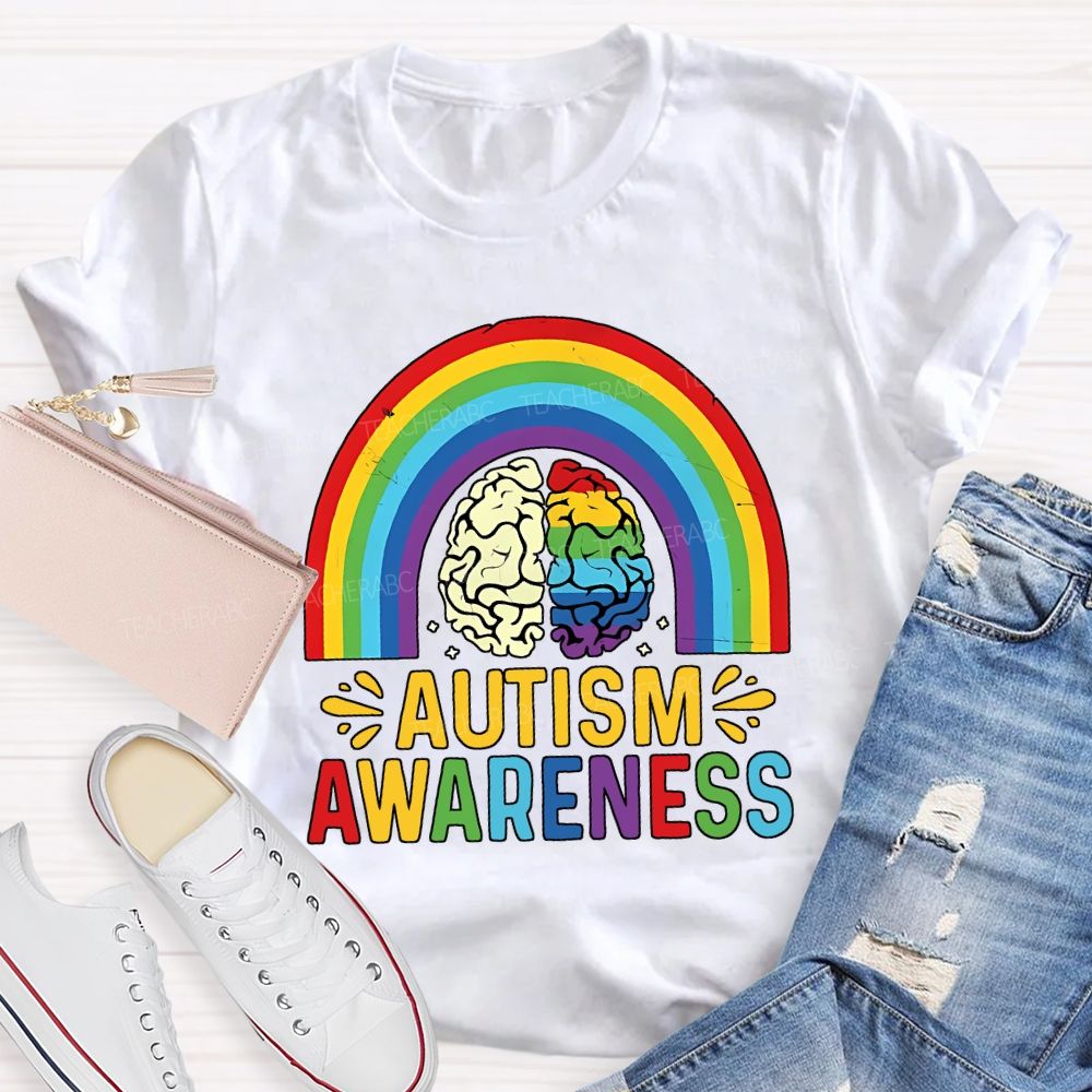 Autism Awareness Rainbow Print Special Education Teacher T-shirt