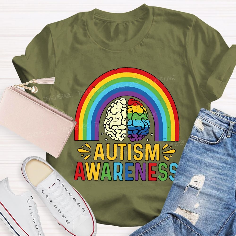 Autism Awareness Rainbow Print Special Education Teacher T-shirt