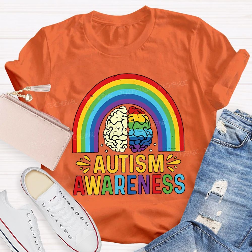 Autism Awareness Rainbow Print Special Education Teacher T-shirt