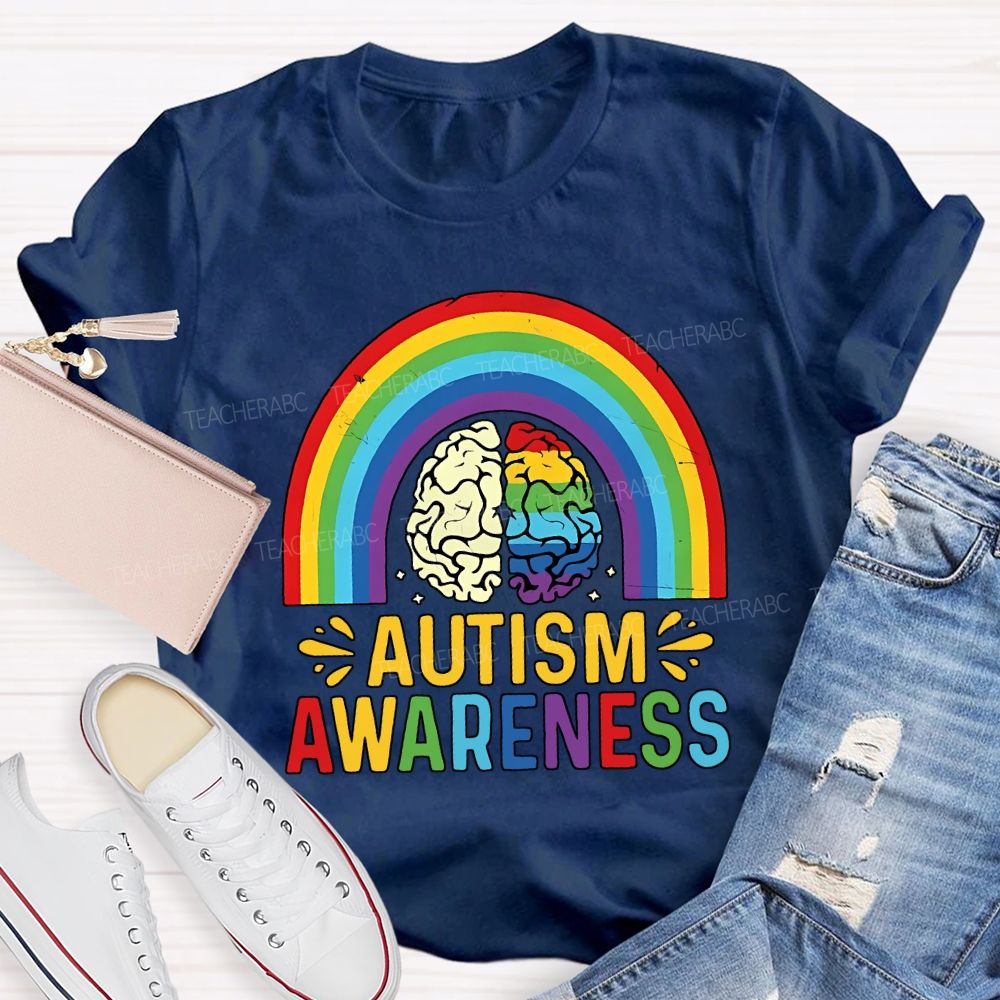 Autism Awareness Rainbow Print Special Education Teacher T-shirt