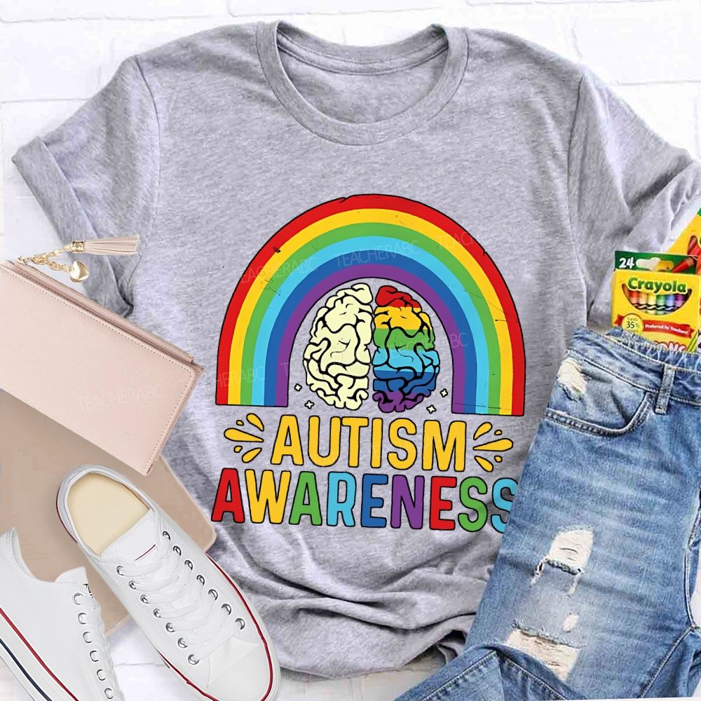 Autism Awareness Rainbow Print Special Education Teacher T-shirt
