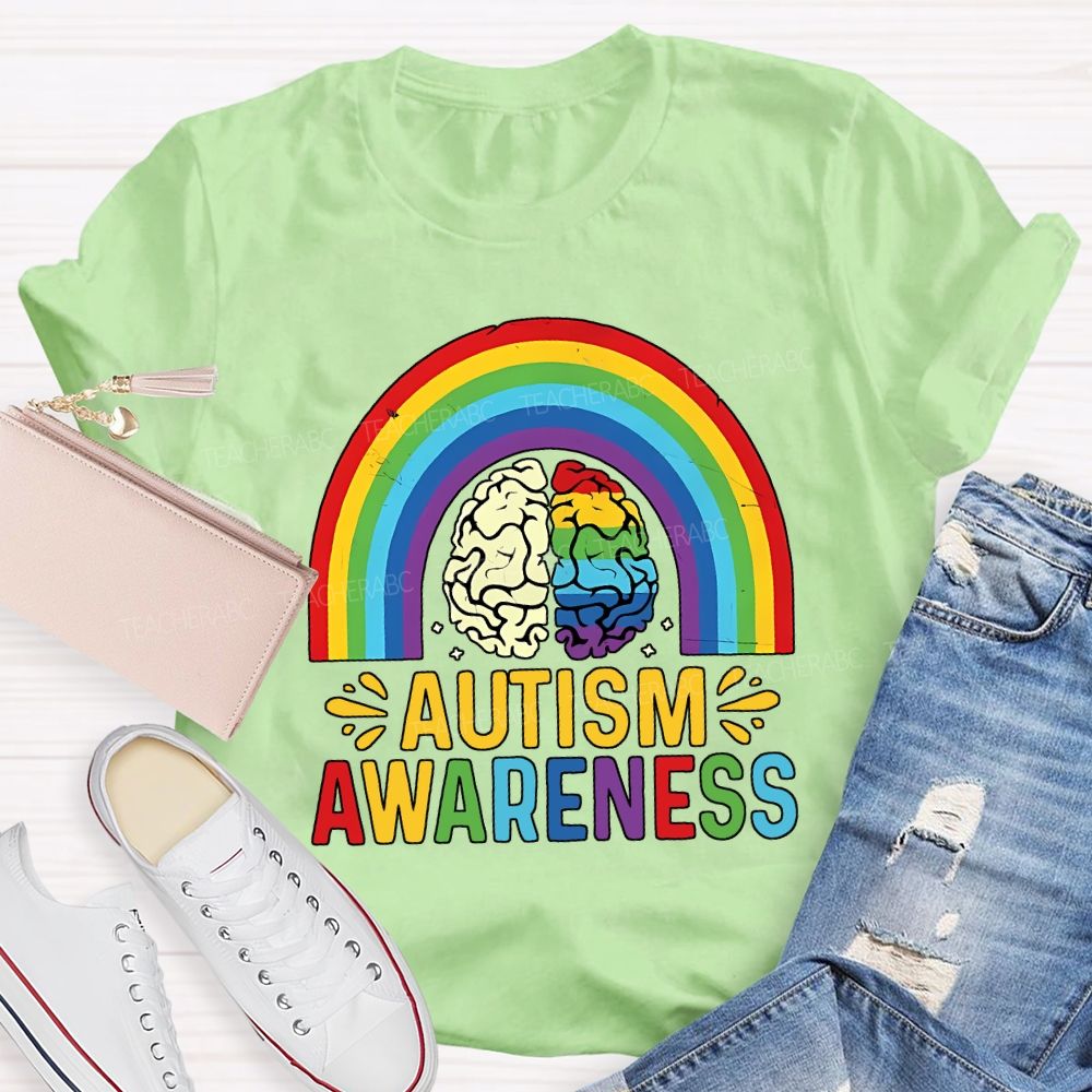 Autism Awareness Rainbow Print Special Education Teacher T-shirt