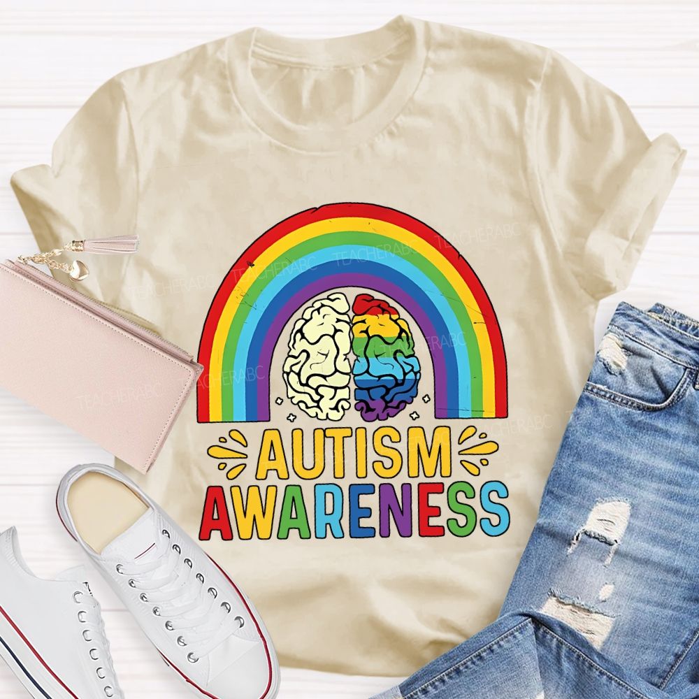 Autism Awareness Rainbow Print Special Education Teacher T-shirt