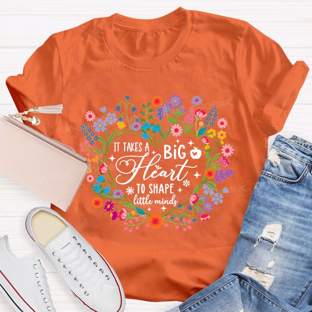 It Takes A Big Heart To Shape Little Minds Pink Heart Teacher T-shirt