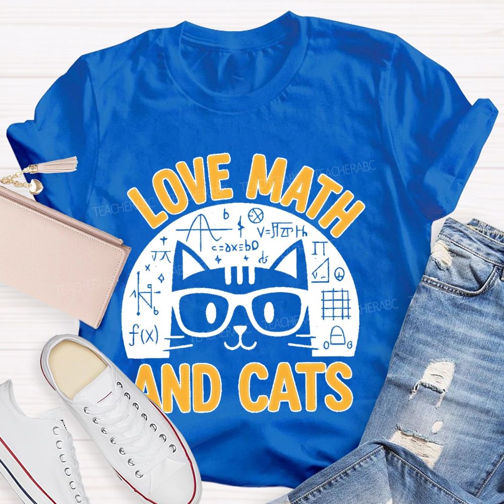 Love Math And Cats Graphic  Teacher T-shirt