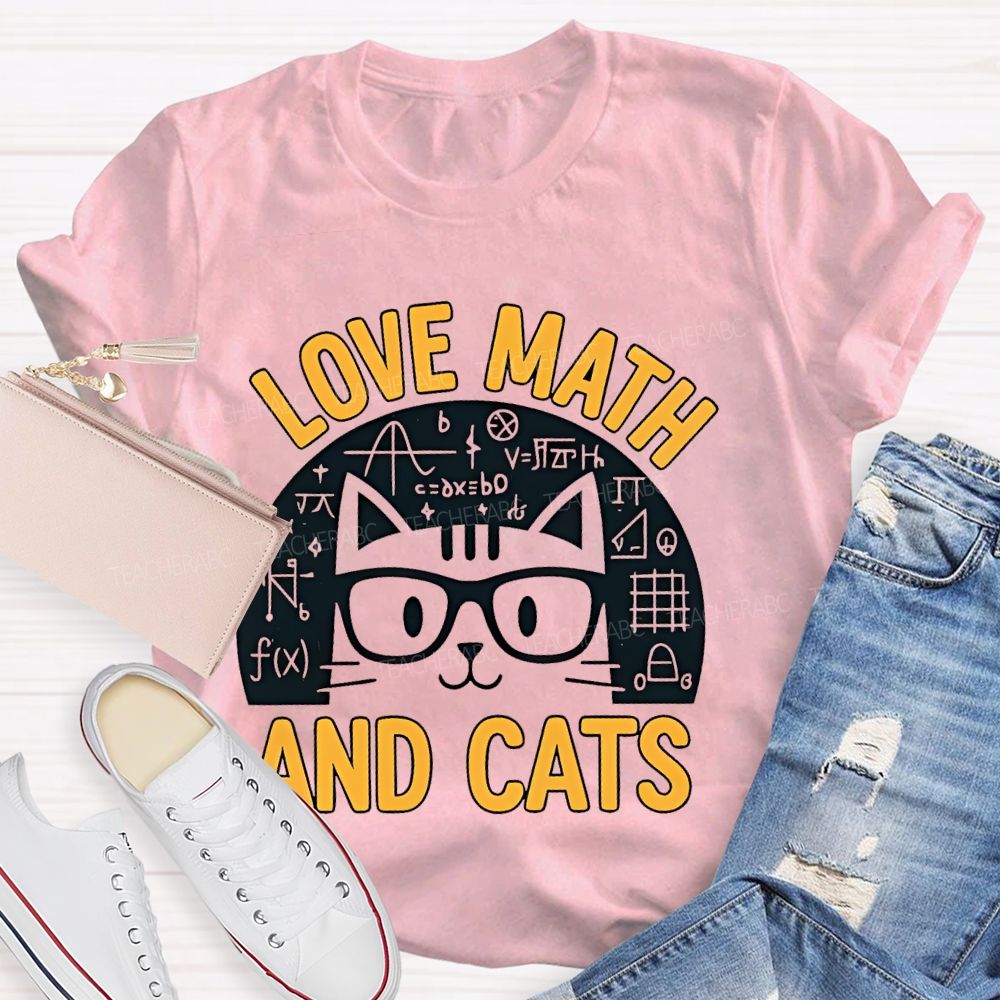 Love Math And Cats Graphic  Teacher T-shirt