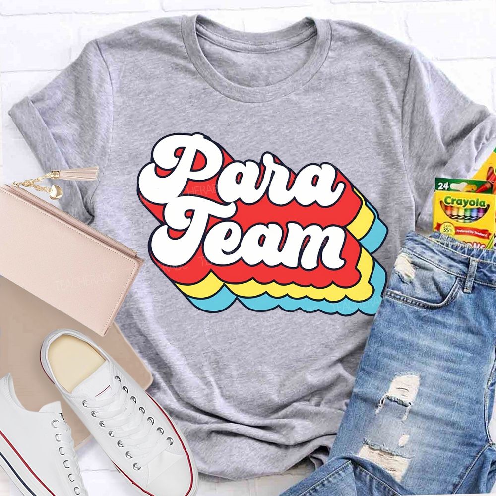 Para Team Colored Overlay Letters Teacher T-shirt