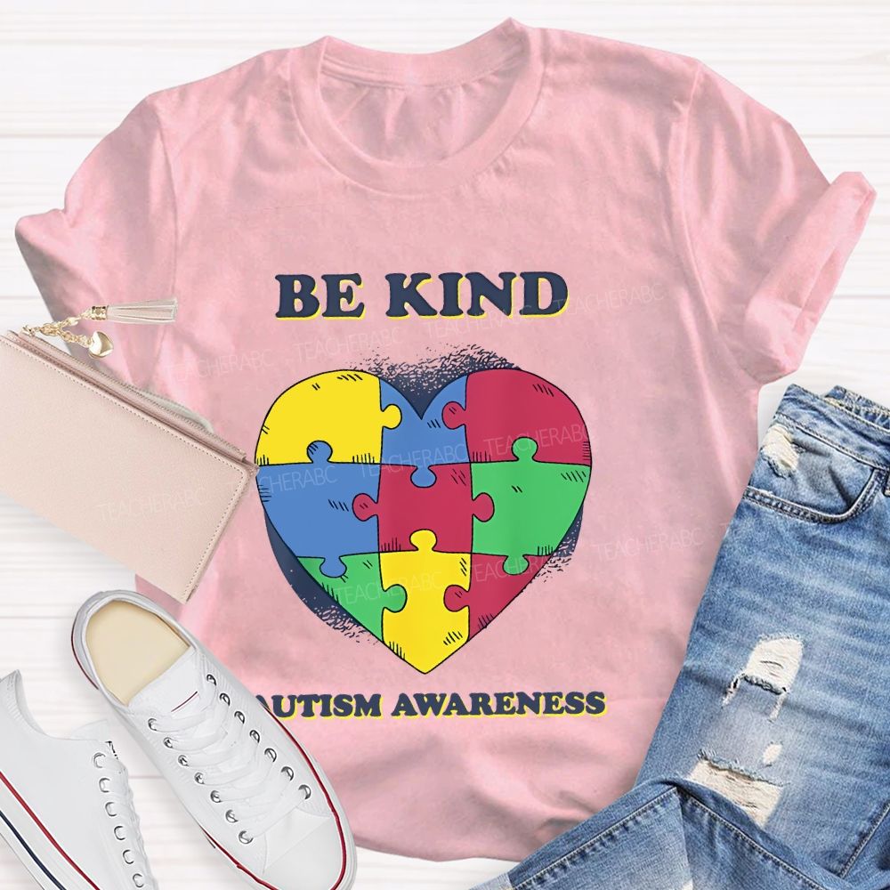 Be Kind   Autism Awareness Love Puzzle  Teacher T-shirt