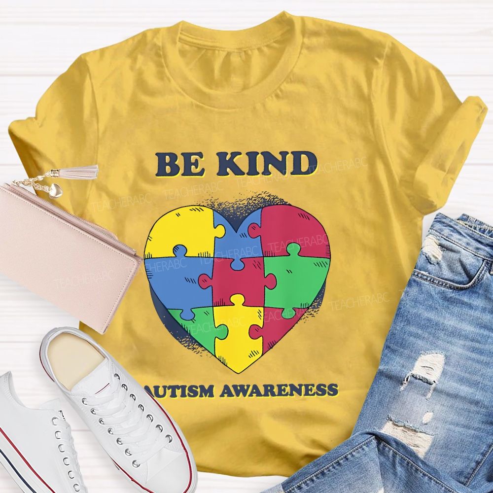 Be Kind   Autism Awareness Love Puzzle  Teacher T-shirt