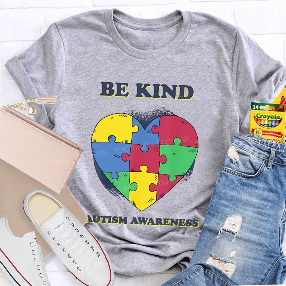 Be Kind   Autism Awareness Love Puzzle  Teacher T-shirt
