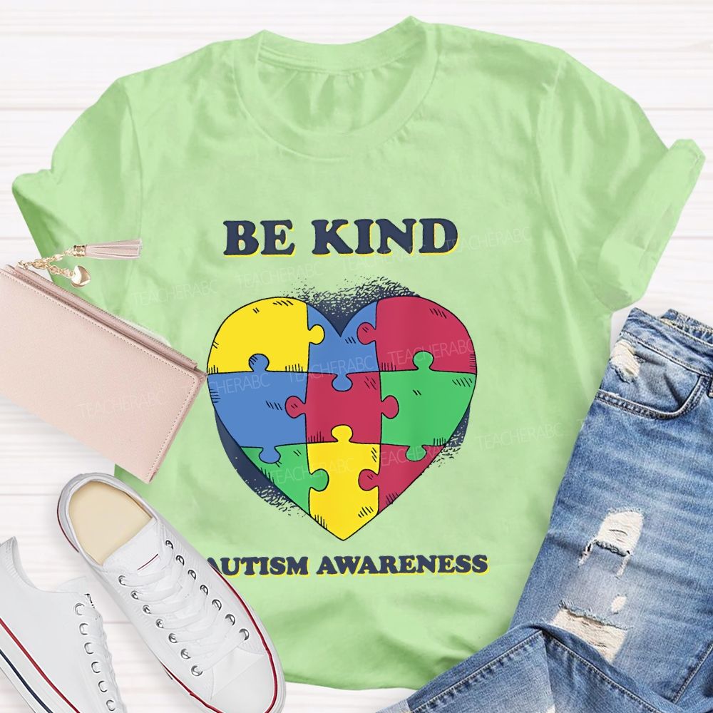 Be Kind   Autism Awareness Love Puzzle  Teacher T-shirt