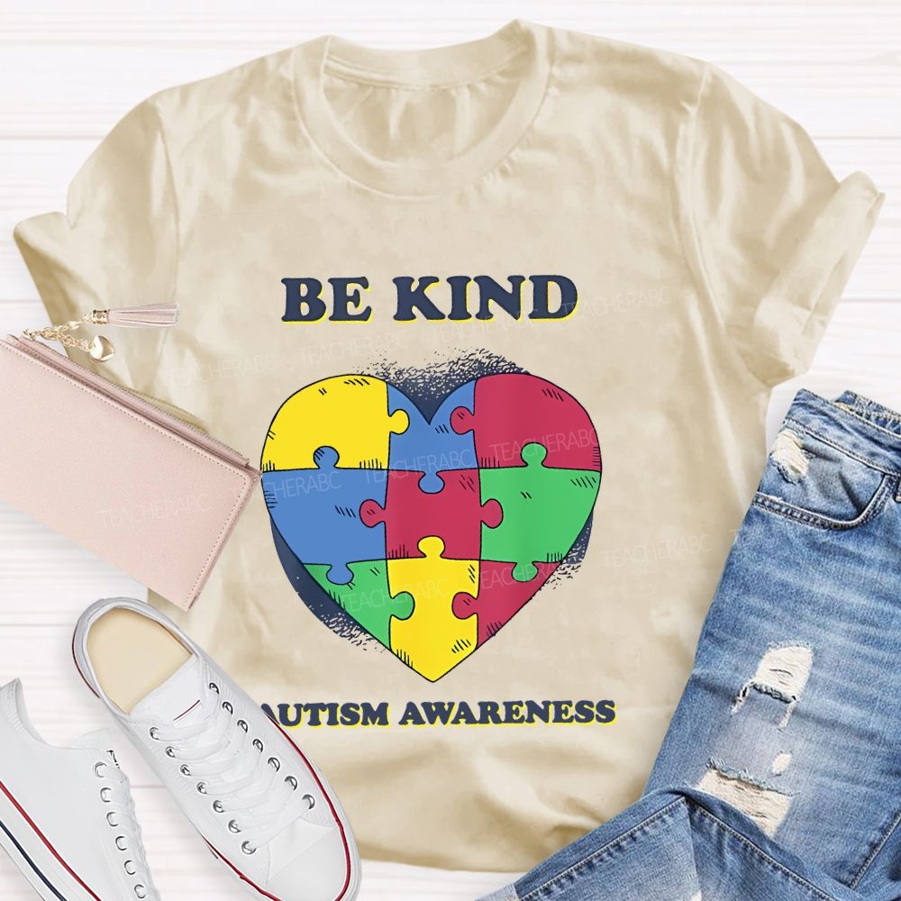 Be Kind   Autism Awareness Love Puzzle  Teacher T-shirt