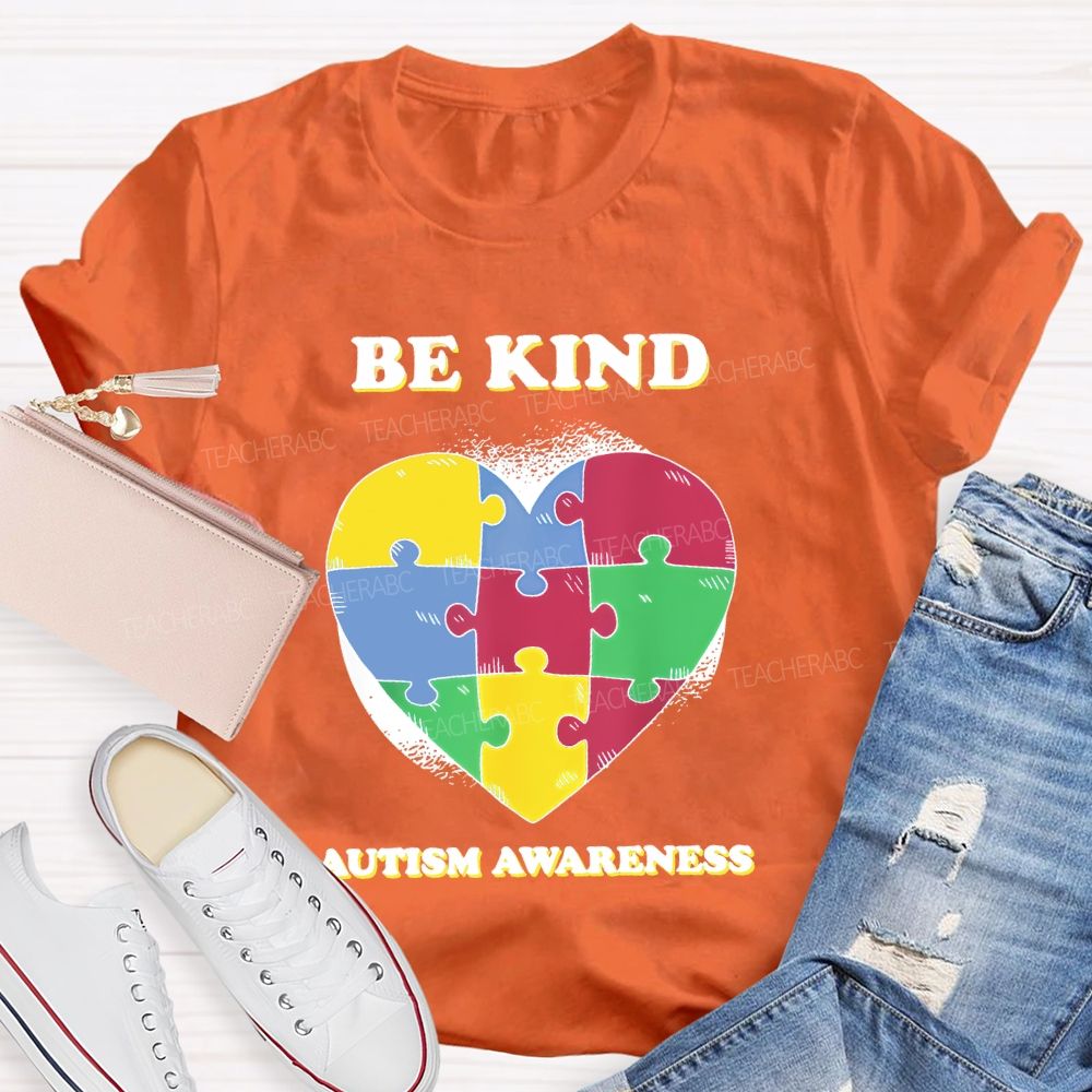 Be Kind   Autism Awareness Love Puzzle  Teacher T-shirt