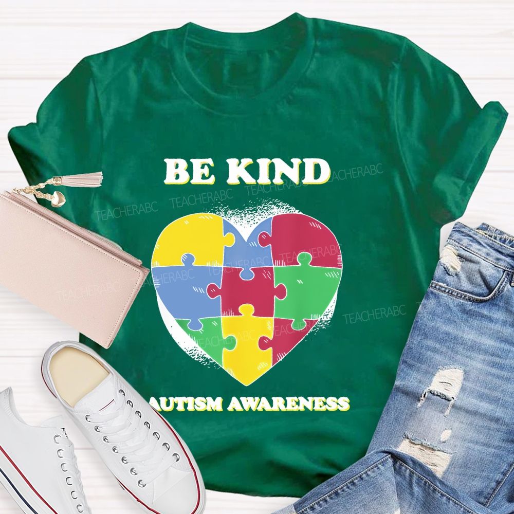 Be Kind   Autism Awareness Love Puzzle  Teacher T-shirt