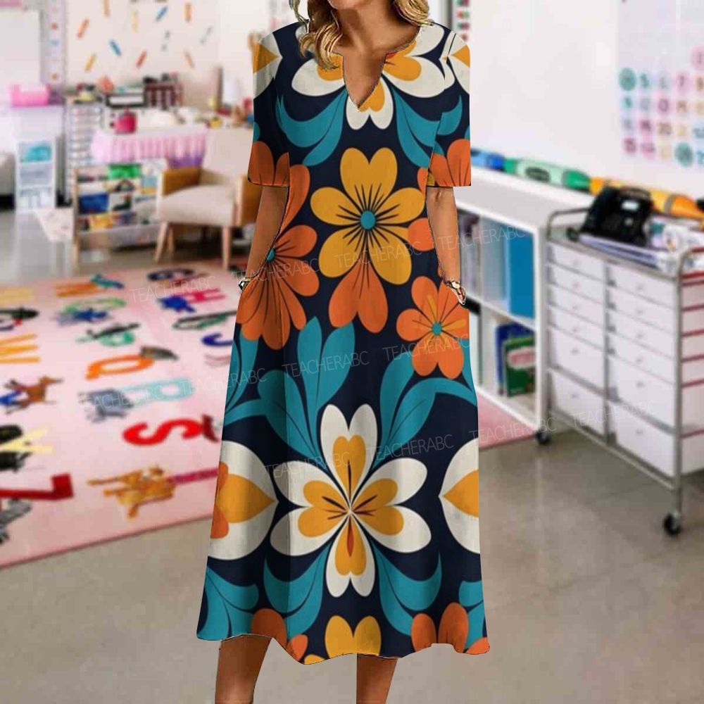 Blue Boho Floral Dress