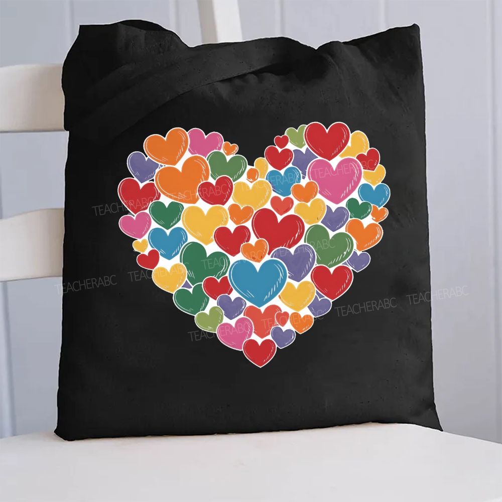 Colorful Heart  Canvas Tote Bag