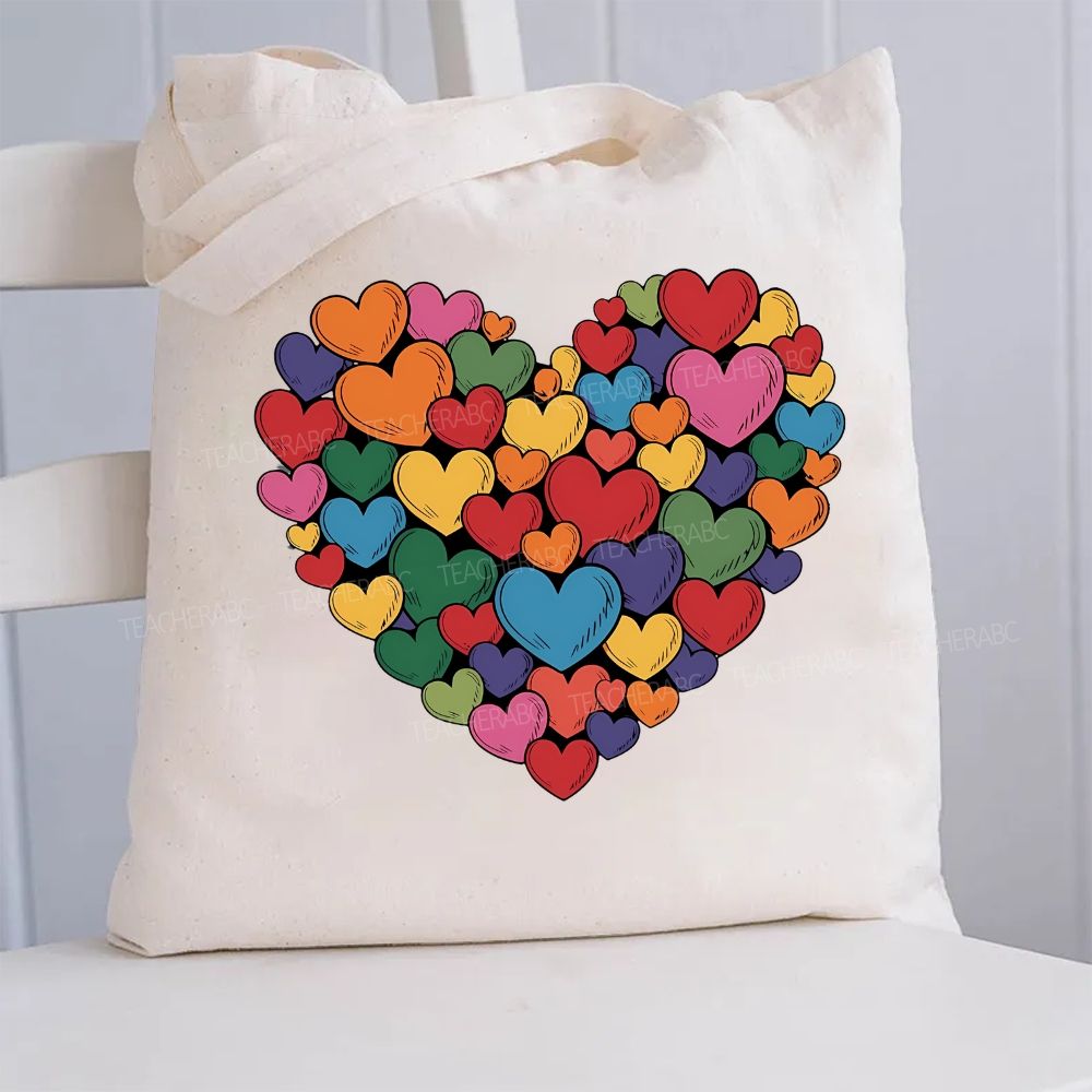 Colorful Heart  Canvas Tote Bag