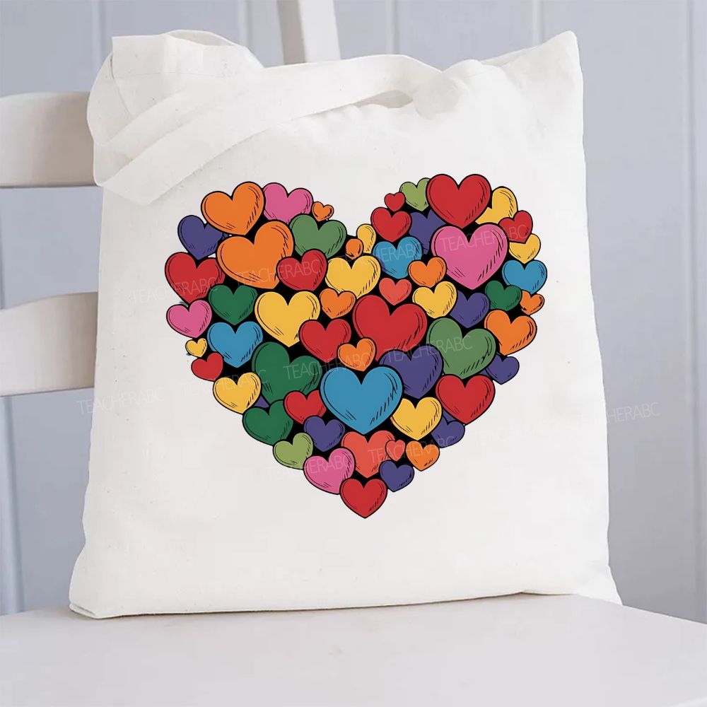 Colorful Heart  Canvas Tote Bag