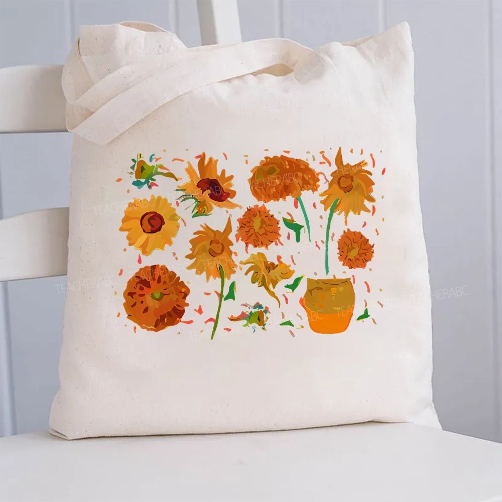 Art Sunflower Flower  Canvas Tote Bag