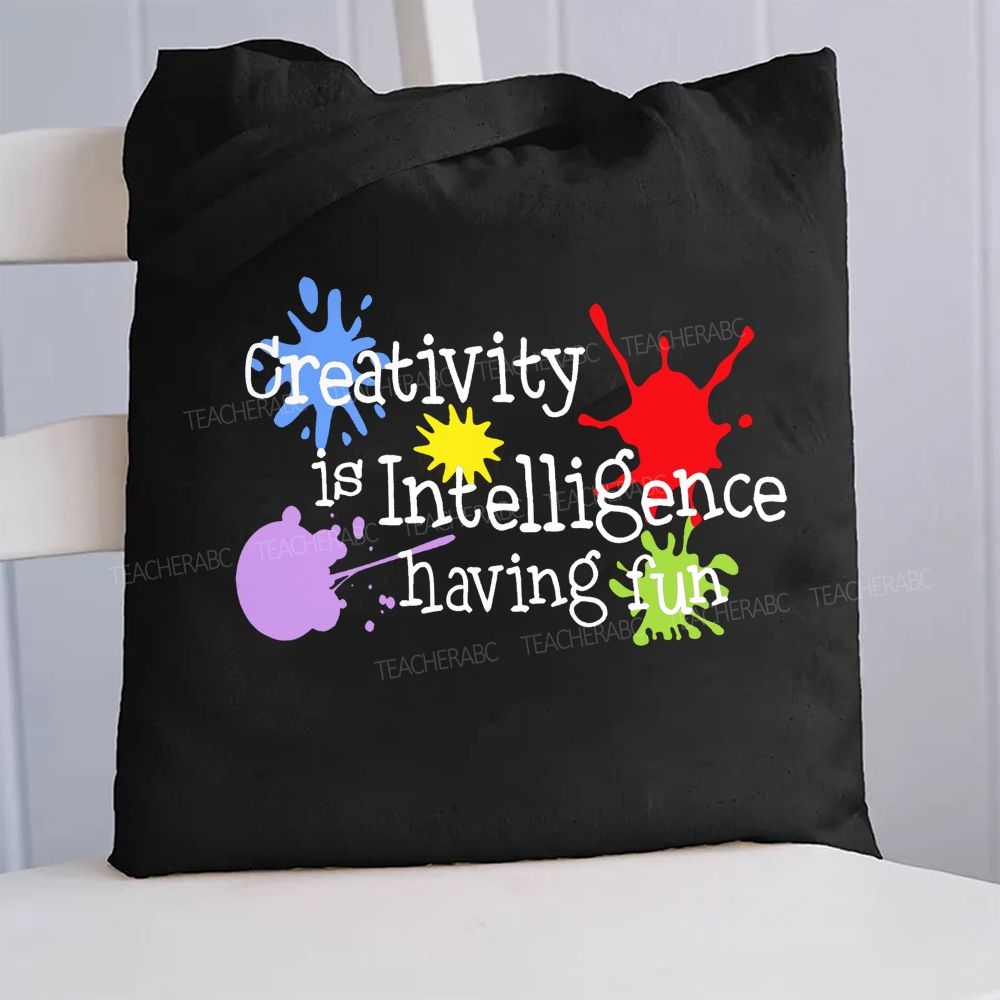 Creativity Is Intelligence Having Fun Doodles   Canvas Tote Bag