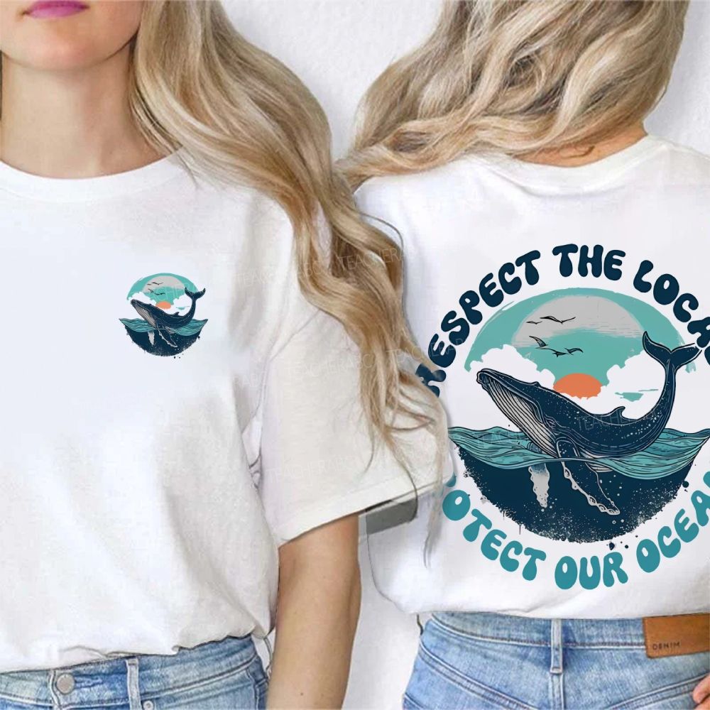 Protect Our Oceans Respect The Locals  Double Printed T-shirt