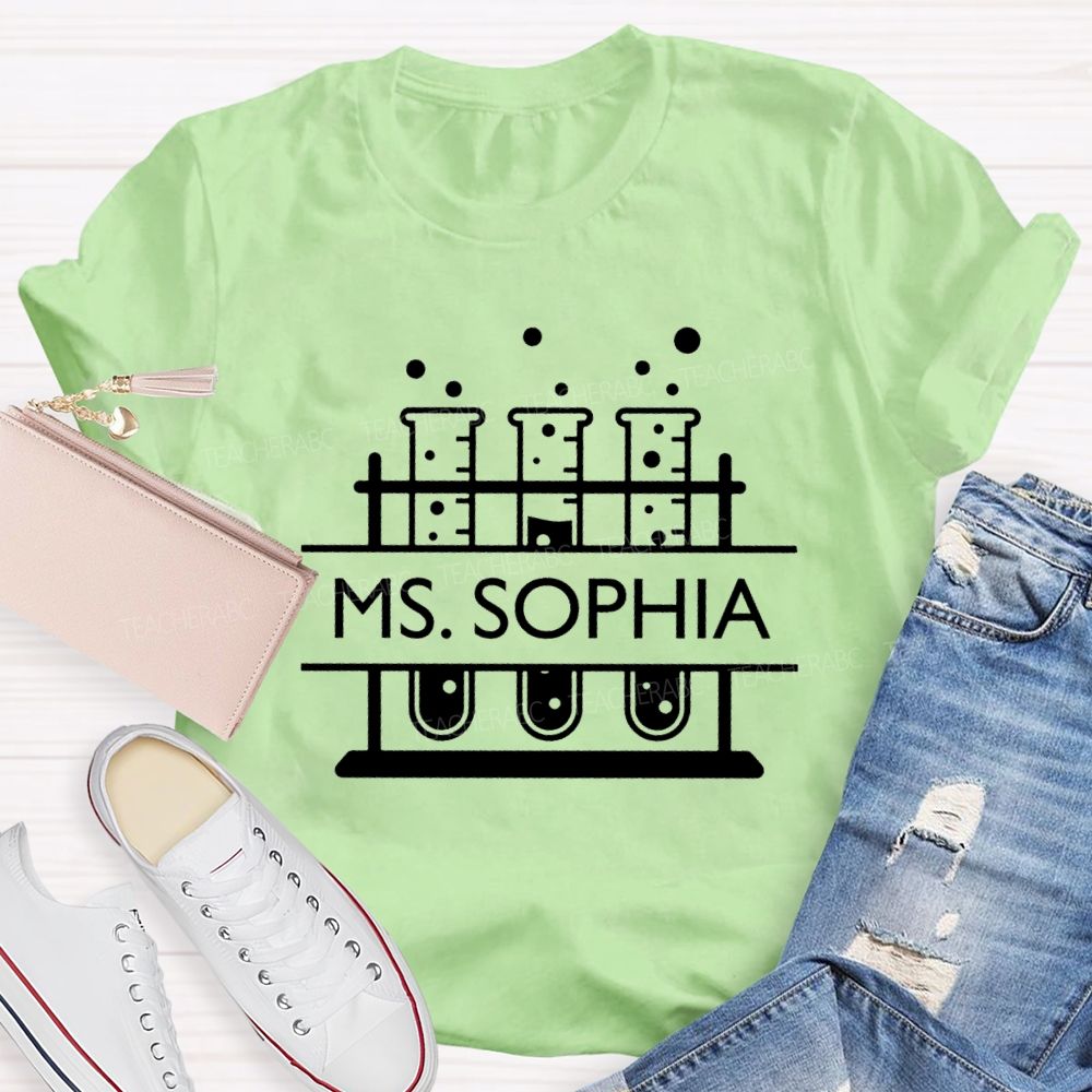 Personalized Name Science Reagent Bottle Teacher T-Shirt