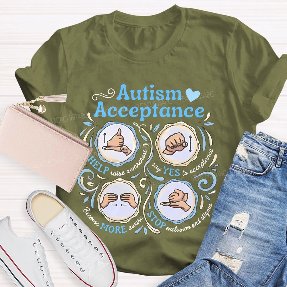 Autism Acceptance  Help Raise Awareness  Teacher T-shirt