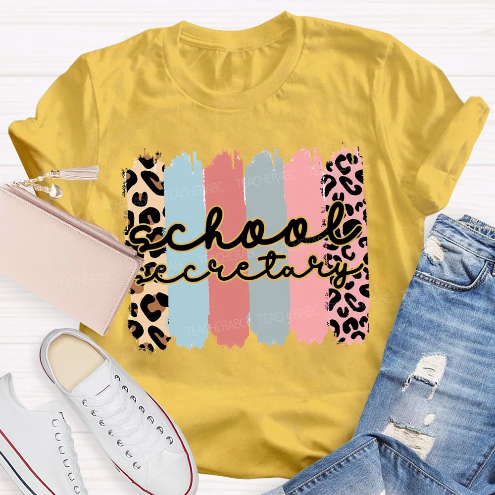 School Secretary Leopard Print Color Print T-shirt