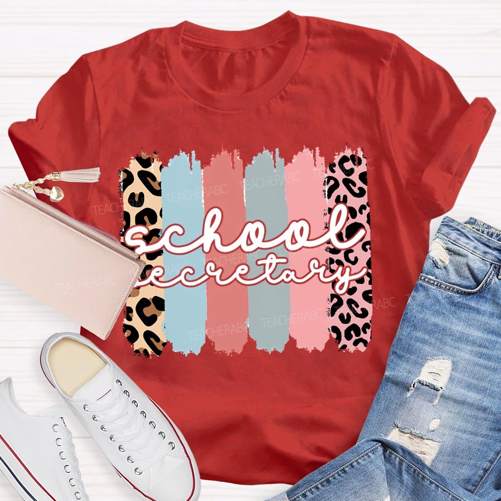 School Secretary Leopard Print Color Print T-shirt