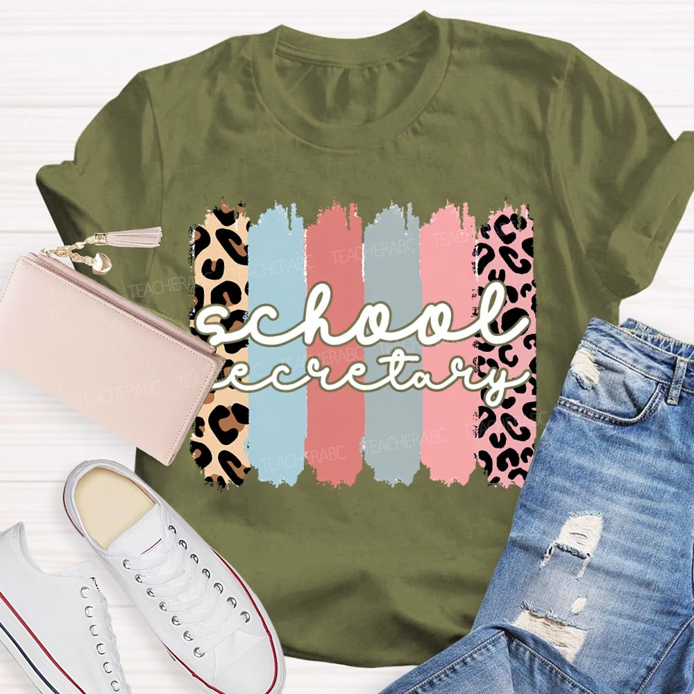 School Secretary Leopard Print Color Print T-shirt
