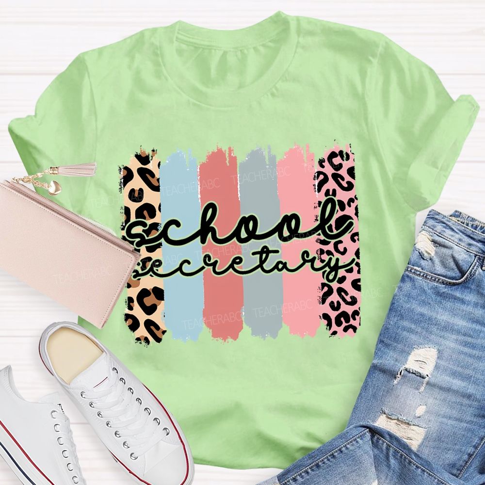 School Secretary Leopard Print Color Print T-shirt