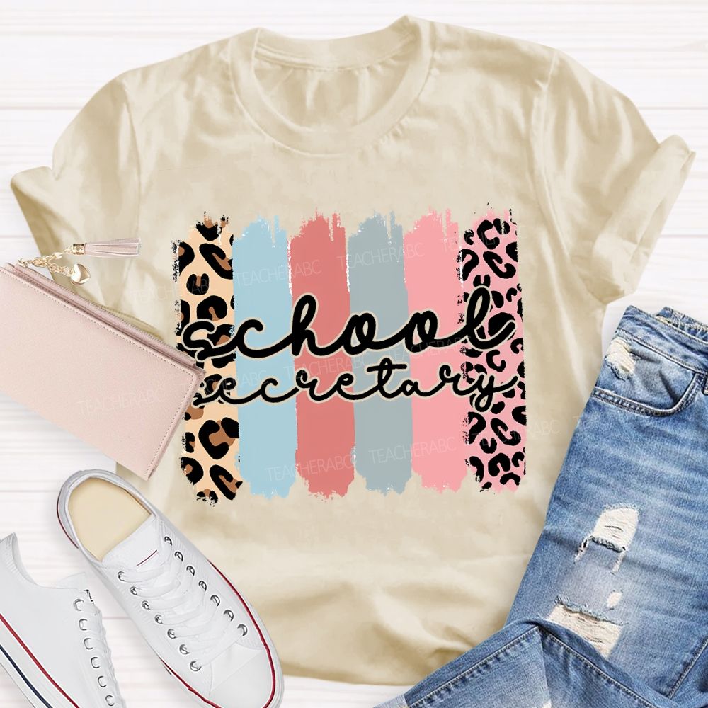 School Secretary Leopard Print Color Print T-shirt