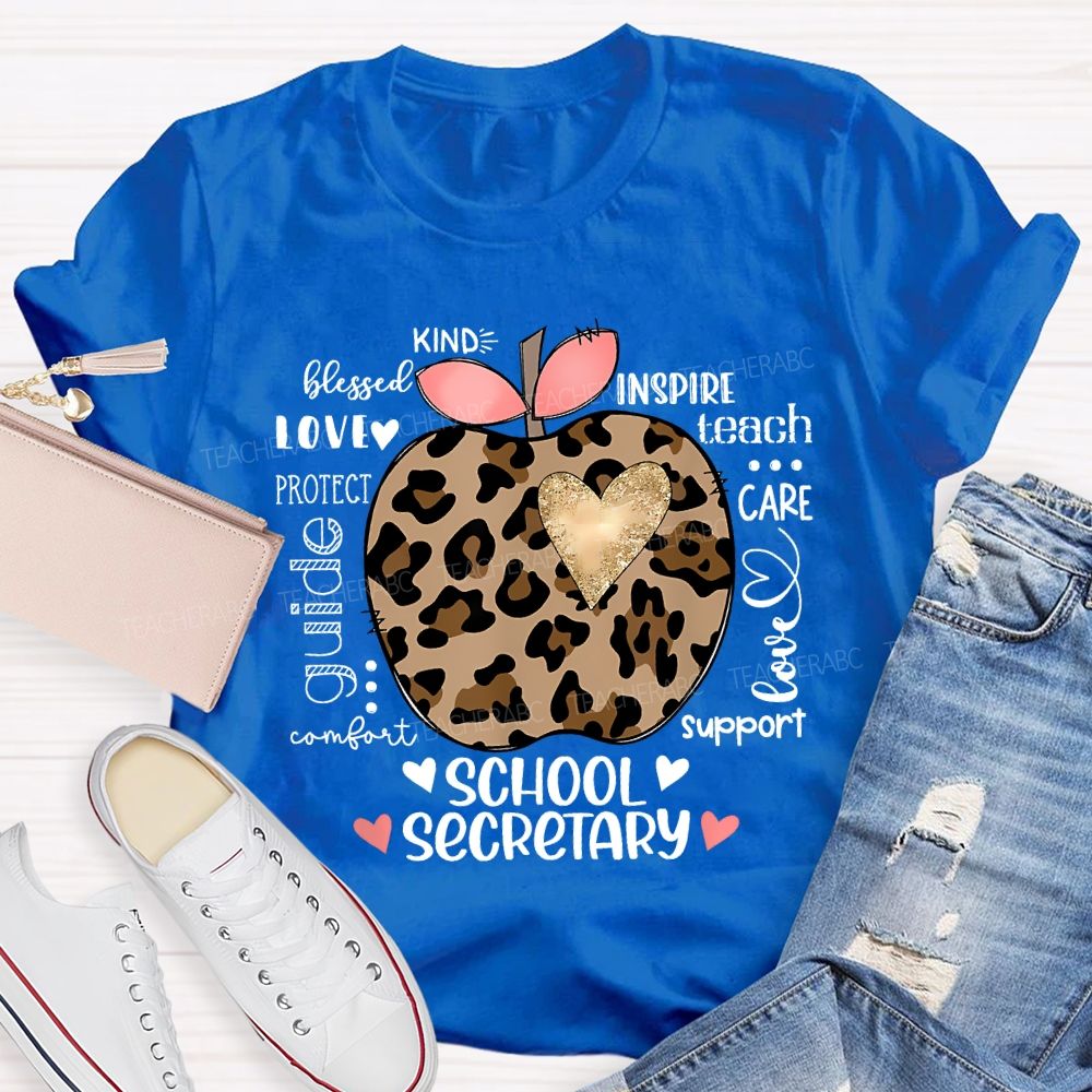 School Secretary Kind Love Inspire Teach Support T-shirt