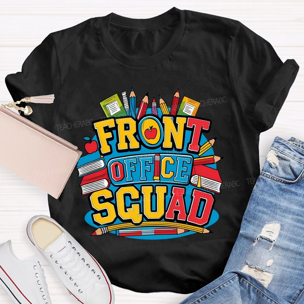 Front Office Squad Colored Pencils And Books T-shirt