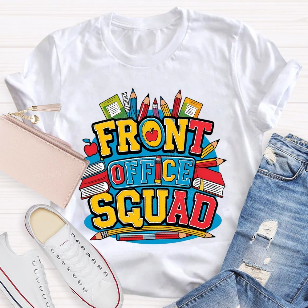 Front Office Squad Colored Pencils And Books T-shirt