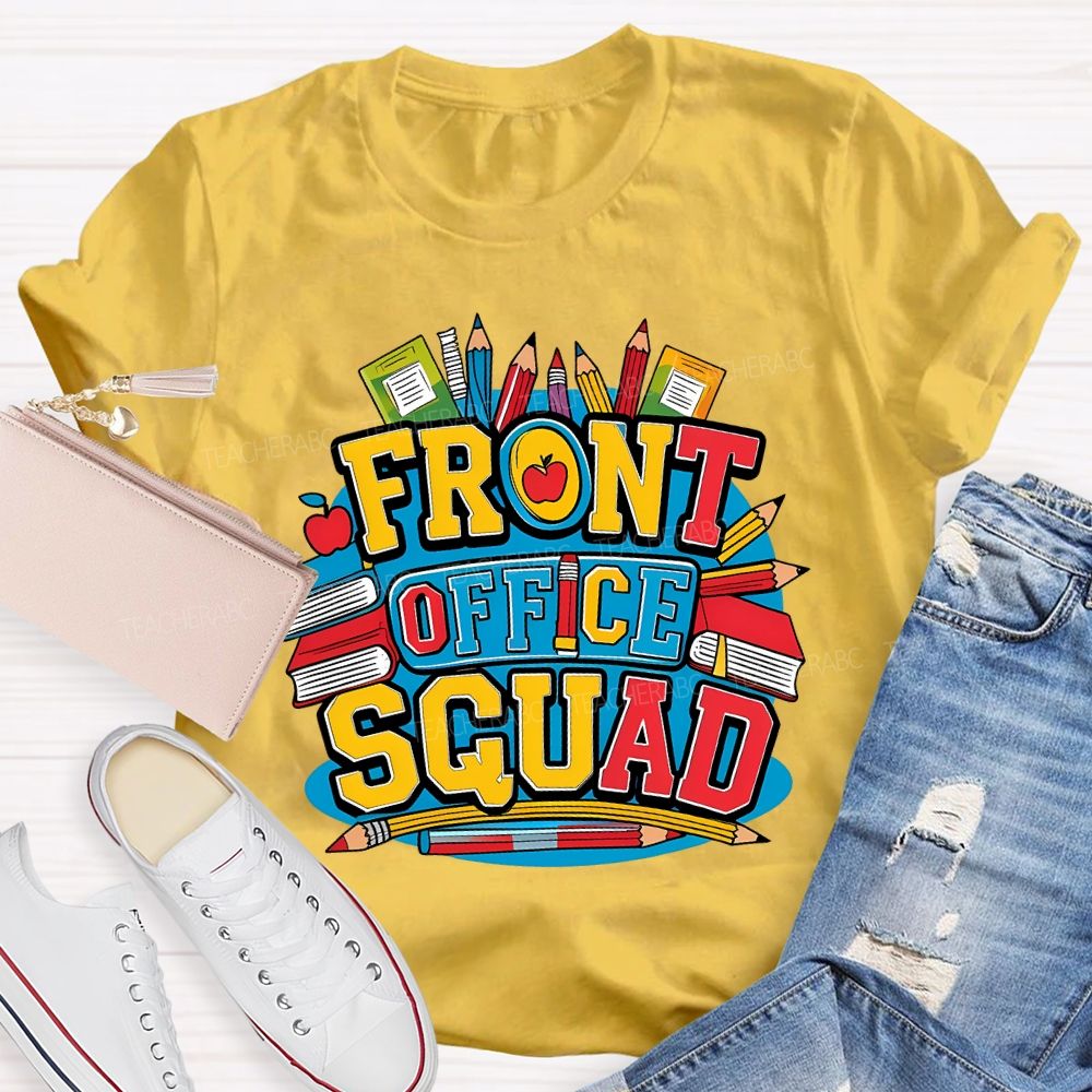 Front Office Squad Colored Pencils And Books T-shirt