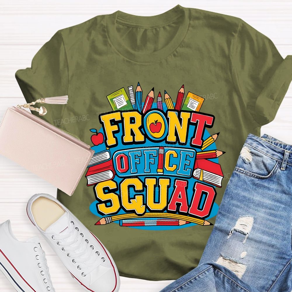 Front Office Squad Colored Pencils And Books T-shirt