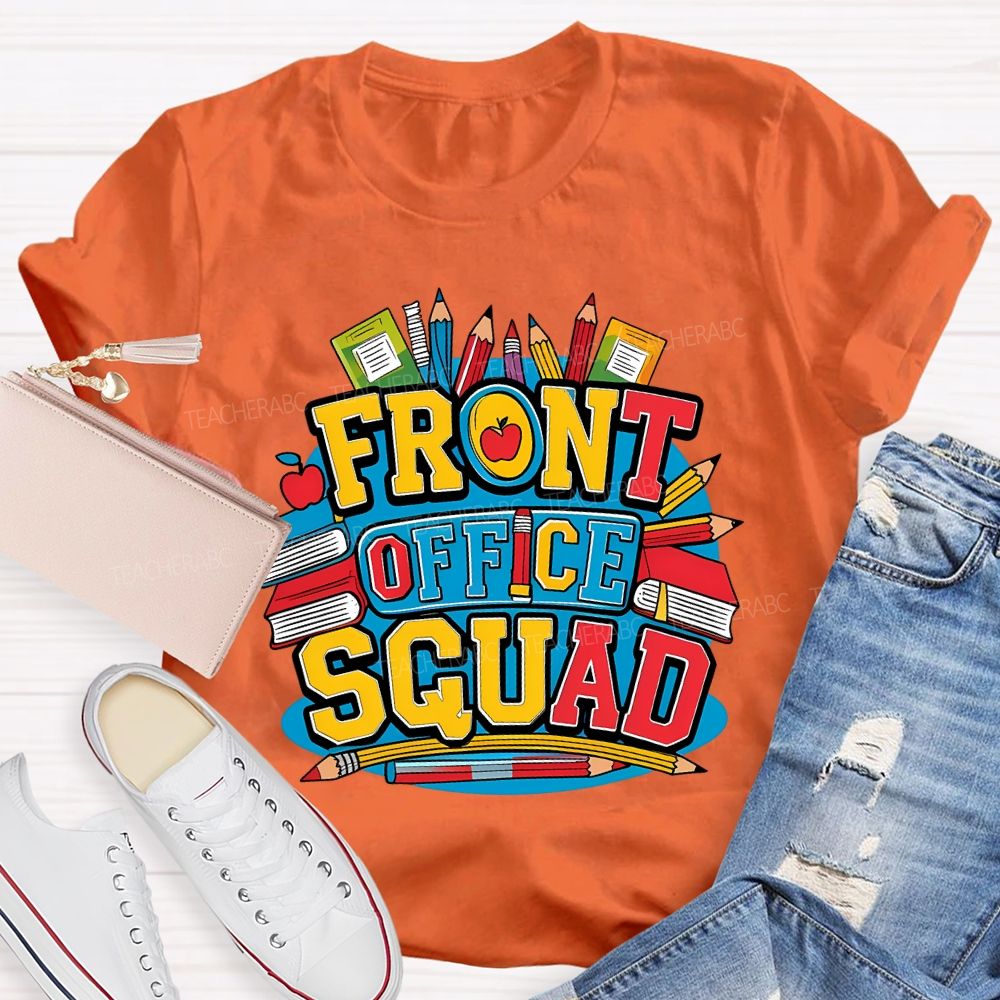 Front Office Squad Colored Pencils And Books T-shirt