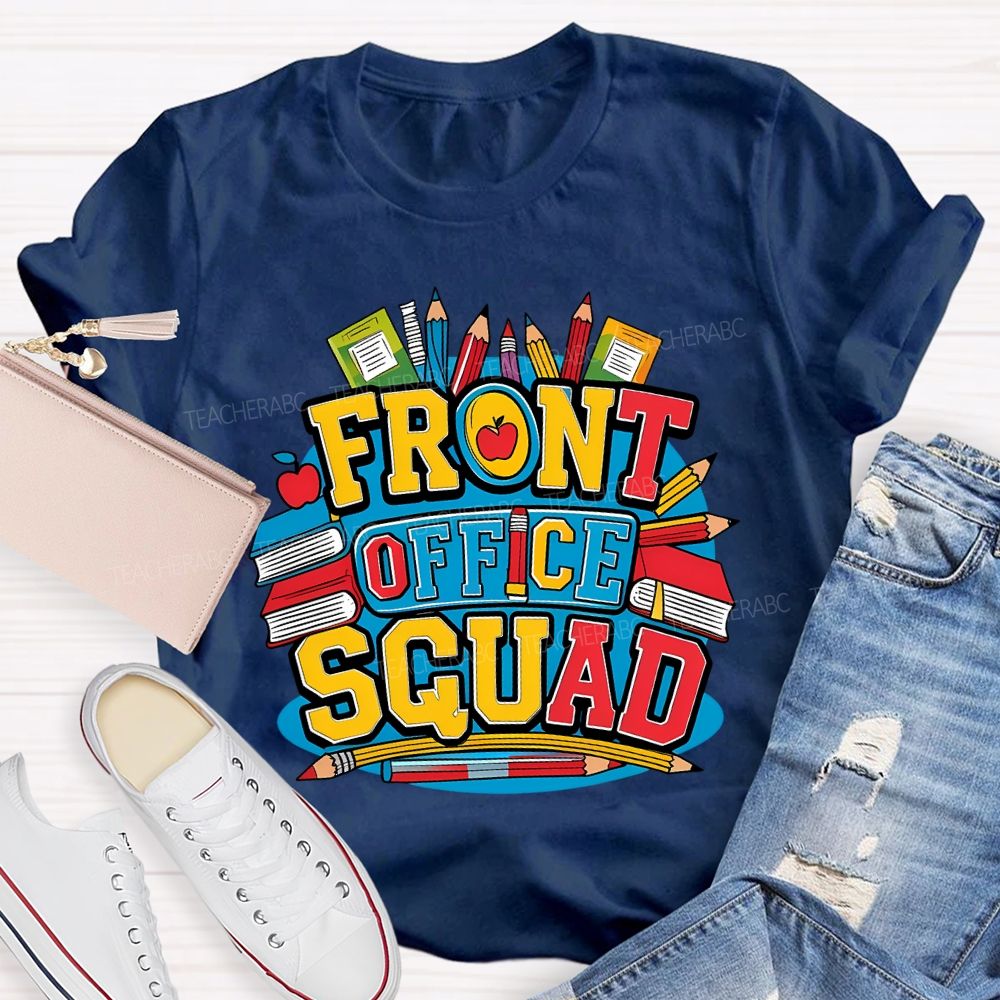 Front Office Squad Colored Pencils And Books T-shirt