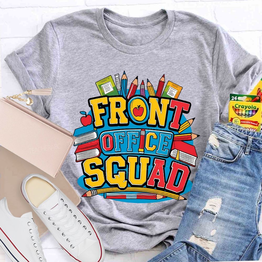 Front Office Squad Colored Pencils And Books T-shirt