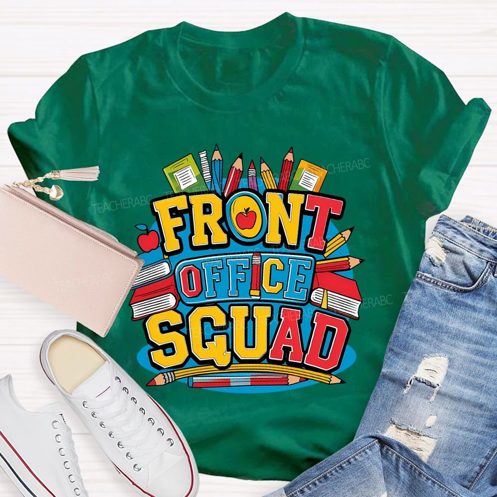 Front Office Squad Colored Pencils And Books T-shirt