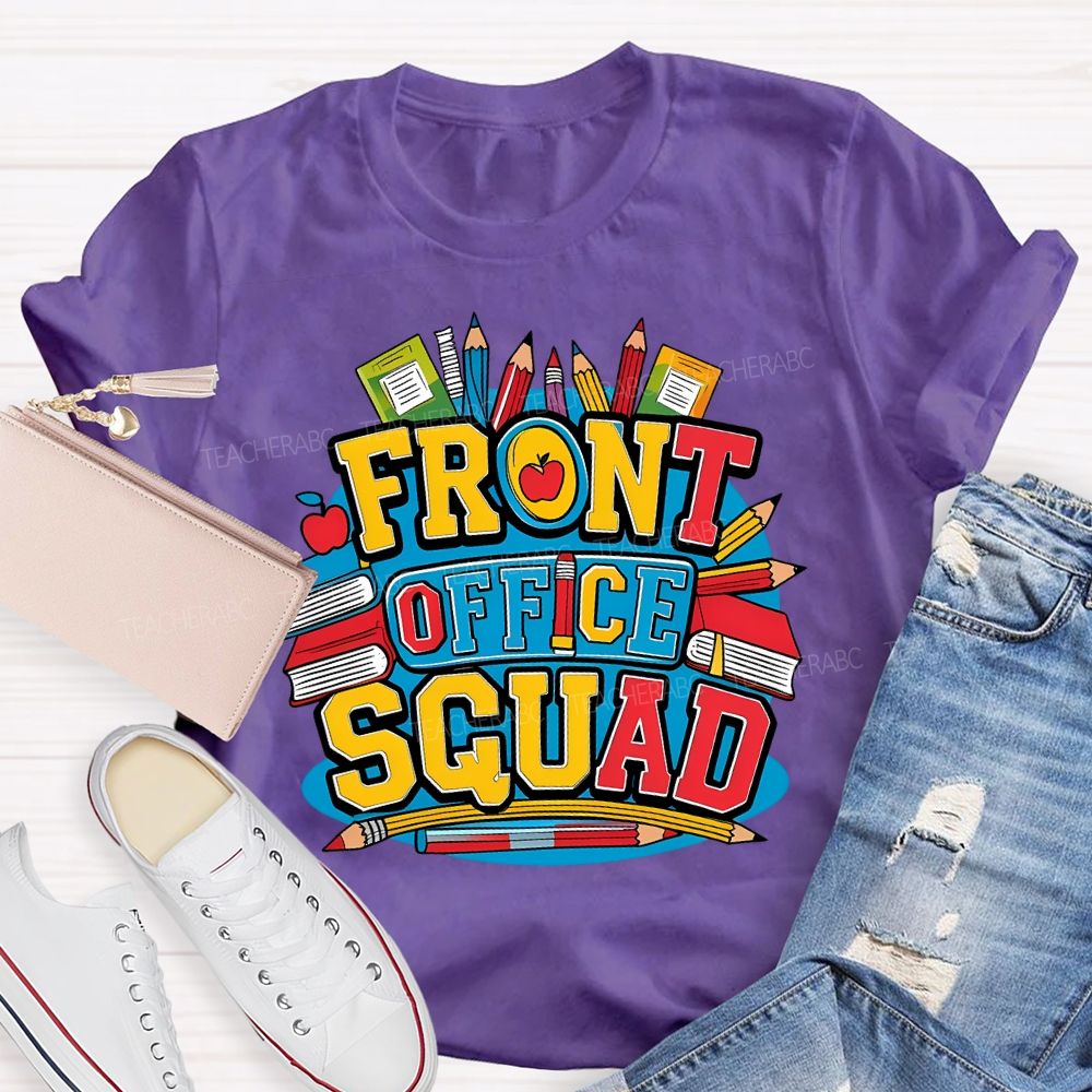 Front Office Squad Colored Pencils And Books T-shirt