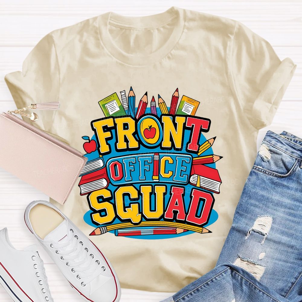Front Office Squad Colored Pencils And Books T-shirt