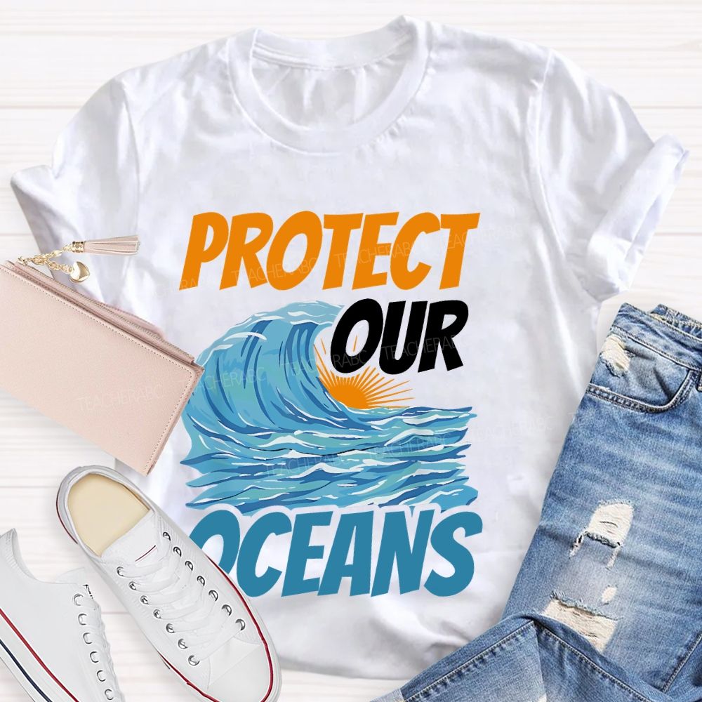 Protect  Our  Oceans Pattern  Teacher T-shirt