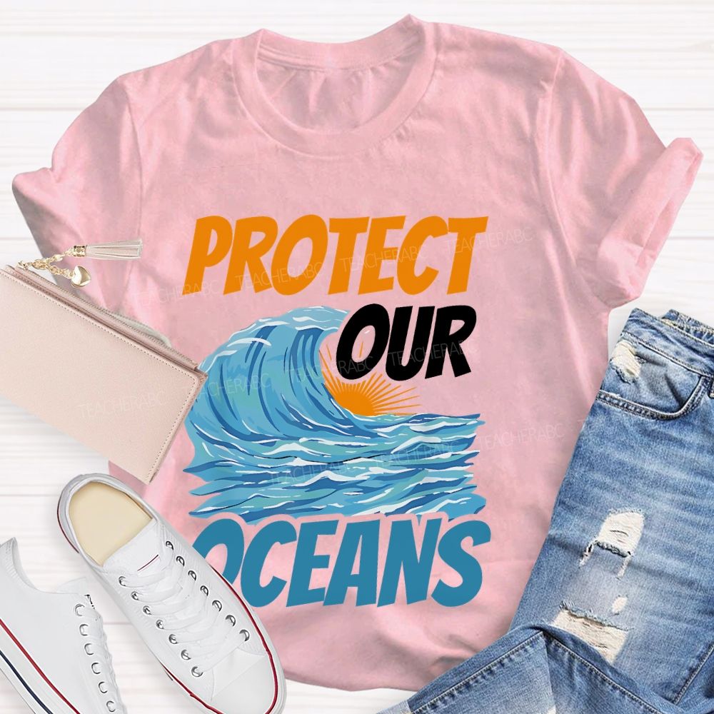 Protect  Our  Oceans Pattern  Teacher T-shirt